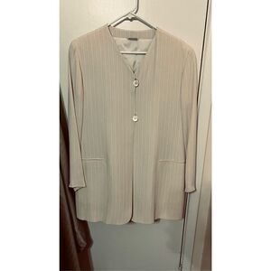 Accent By Marzotto White Pin Stripe Blazer Womens Size 14